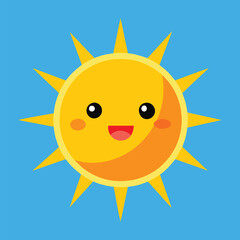Cute cartoon smiling sun. funny sun vector on an isolated background