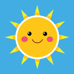 Cute cartoon smiling sun. funny sun vector on an isolated background