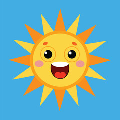 Cute cartoon smiling sun. funny sun vector on an isolated background