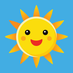 Cute cartoon smiling sun. funny sun vector on an isolated background