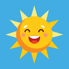 Cute cartoon smiling sun. funny sun vector on an isolated background