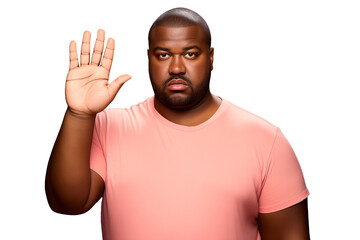 African american man with raised hand showing stop gesture isolated - 759903610