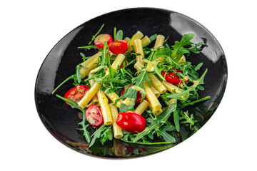 pasta salad tomato, arugula, boiled pasta fresh food tasty healthy eating cooking appetizer meal food snack on the table copy space food