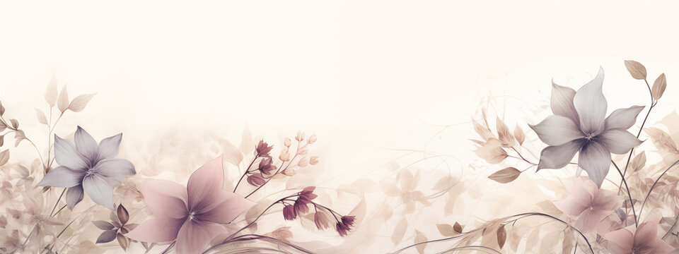 Soft Floral Backdrop with Flowers and Butterflies