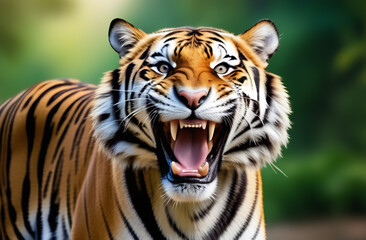 Fototapeta premium Portrait of a tiger on blurred background