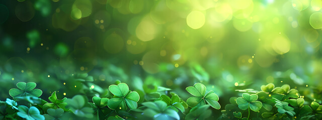 Patrick Day background with green leaves