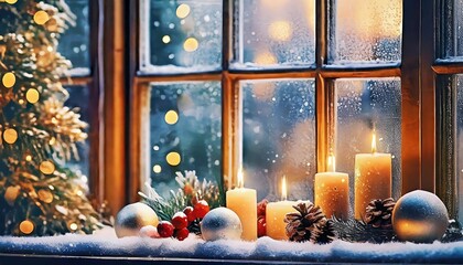 christmas decoration on the window