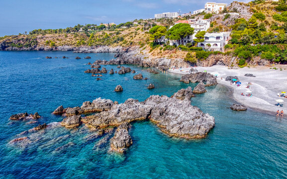Aerial view of Scalea Beach, Calabria, Italy