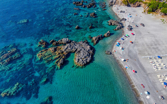 Aerial view of Scalea Beach, Calabria, Italy