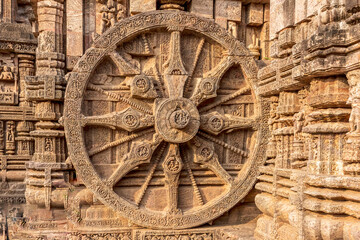 Fototapeta na wymiar Famous Chariot Wheel at Konark Sun Temple. India.