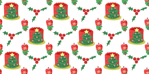 New year Seamless Pattern. Hand drawn pattern. New year texture for print, wrapping paper, design, fabric, decor, gift.