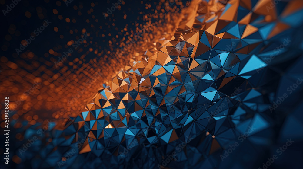 Aufkleber Abstract background with structure of neon triangles and technology style.
