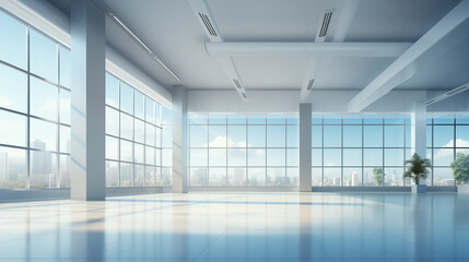 Empty office interior with panoramic windows. - 759908894