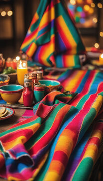 Photo Of Cinco De Mayo Decor, Colorful Serape Pattern