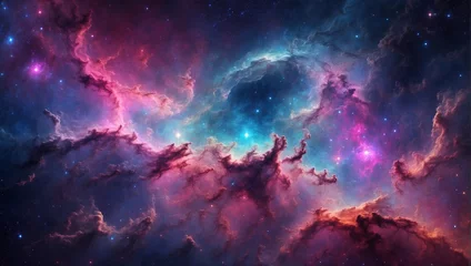 Poster Colorful space galaxy cloud nebula Stary night cosmos © 99___Designer