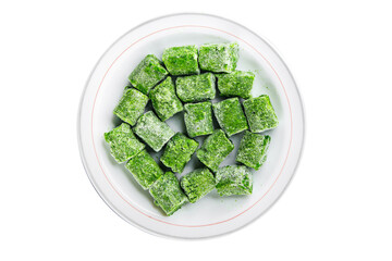 spinach frozen cube semifinished fresh food tasty healthy eating cooking meal on the table copy space food background