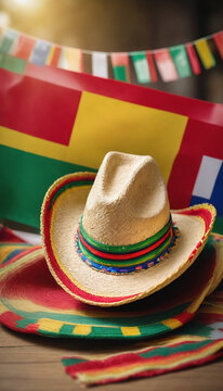 Photo Of Cinco De Mayo Flag And Sombrero Icon