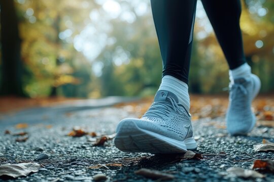 A detailed shot showcasing the running shoes of a person with tightly tied laces, ready for a workout or a jog, A runner's graphically displayed sprained foot, AI Generated