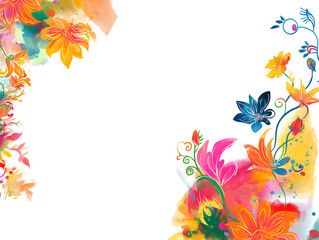Fototapeta na wymiar Vibrant Watercolor Floral Design with Color Splashes Background