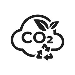 Reducing carbon emission icon. Reduce co2 gas graphic design. Ecology and environment