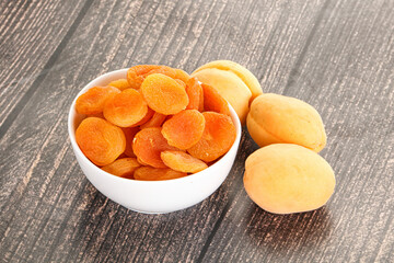 Dried apricot heap in the bowl