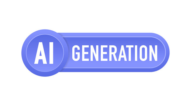Generate AI button. Artificial intelligence logo. Machine learning. Generate image and text sign. Computer help assistant. Data science. Chat brain assistant. Vector illustration