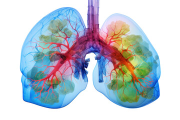 Deep Learning technology helps in analyzing X-ray or CT images of the lungs to diagnose lung diseases such as lung cancer, tuberculosis or other lung diseases. quickly and efficiently Isolated on a cl - obrazy, fototapety, plakaty