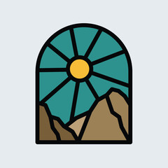 Mountains and sunshine graphic illustration vector art t-shirt design