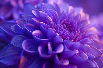 Closeup macro shot of a purple Dahlia flower 