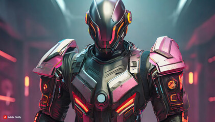 Close up of detailed sci-fi suit, futuristic render
