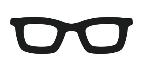 Simple black rimmed glasses, eyeglasses icon representing study and intelligence - obrazy, fototapety, plakaty