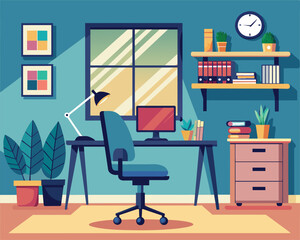 Room Interior Office Vector illustration
