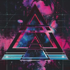 Geometric triangles , synthwave.