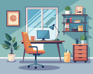 Room Interior Office Vector illustration