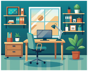 Room Interior Office Vector illustration