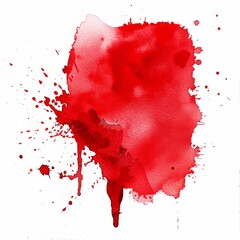 Dynamic abstract red watercolor splash on white background, creating a bold and vivid texture with dramatic splatters, perfect for impactful artistic designs. - obrazy, fototapety, plakaty