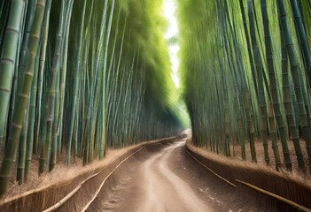 Bamboo Tunnel Reforestation for sustainable development, adding ozone to the world. Generative AI - obrazy, fototapety, plakaty