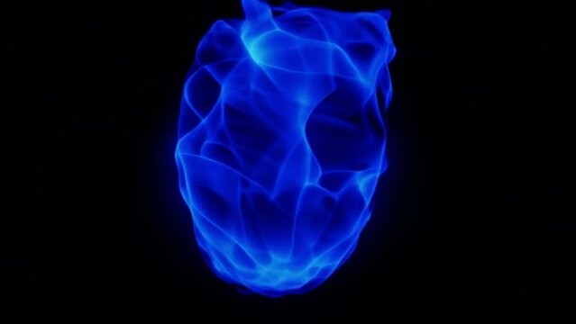 blue flame transformation into a skull on black background