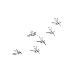 hand drawn flying mosquito