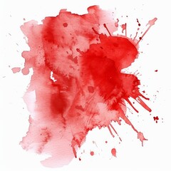 Vivid red watercolor splash on white, capturing the fluidity and vibrancy of paint. - obrazy, fototapety, plakaty