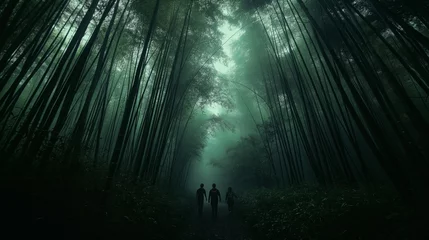  A snapshot of friends navigating through a dense bamboo forest, creating a sense of mystery and exploration. © Its Your,s