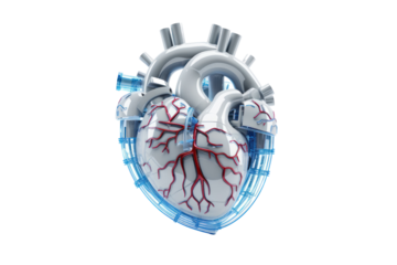 Cardiology education program and modeling isolated on transparent background.
