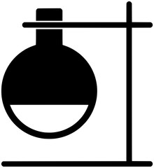 Obraz premium chemistry illustration research silhouette laboratory logo apparatus icon science outline equipment vial test experiment flask container tube analysis chemical shape lab biology liquid for vector