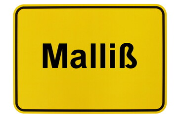 Illustration eines Ortsschildes der Gemeinde Malliß in Mecklenburg-Vorpommern