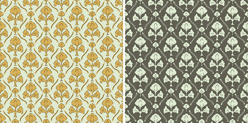 Digital Ajrakh seamless pattern. block print Pattern and batik print Background digital printing textile pattern. Kalamkari Block Print Seamless Pattern. EPS file format.