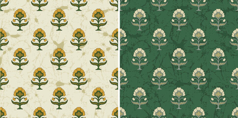 Digital Ajrakh seamless pattern. block print Pattern and batik print Background digital printing textile pattern. Kalamkari Block Print Seamless Pattern. EPS file format.