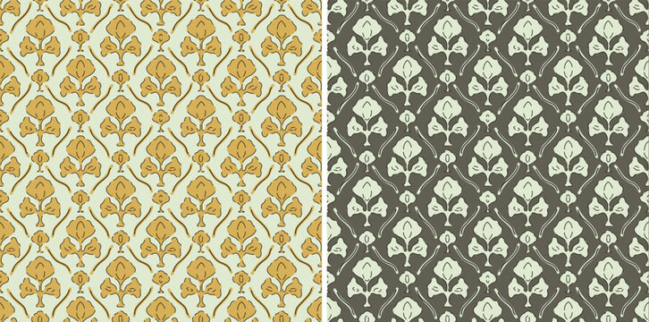 Digital Ajrakh seamless pattern. block print Pattern and batik print Background digital printing textile pattern. Kalamkari Block Print Seamless Pattern. EPS file format.