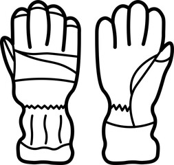 Obraz premium Fire Gloves Outline Illustration Vector