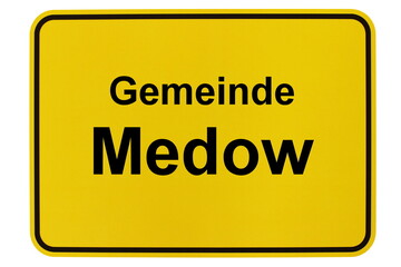 Illustration eines Ortsschildes der Gemeinde Medow in Mecklenburg-Vorpommern