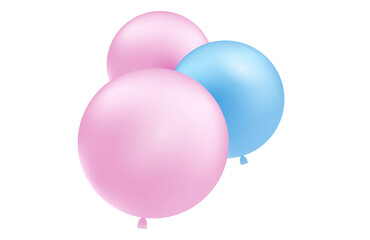 Pink and blue pastel balloon bunch for decorate party event banner on transparent background